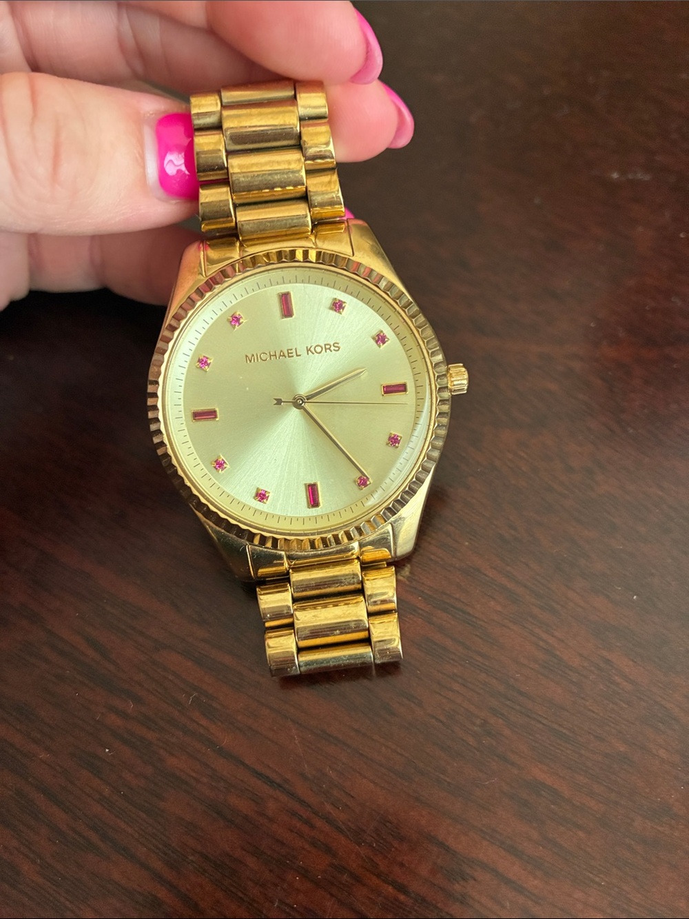 Michael Kors Gold Watch with Pink Accents